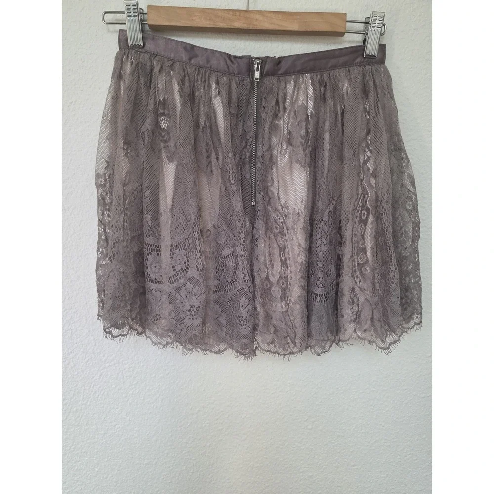 Divided H&M Size 6 Grey Lace Satin Mini Skirt Womens Short Princess Coquette